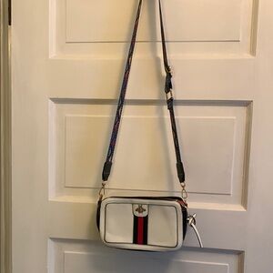 Black and White Crossbody Bag with Adjustable Strap